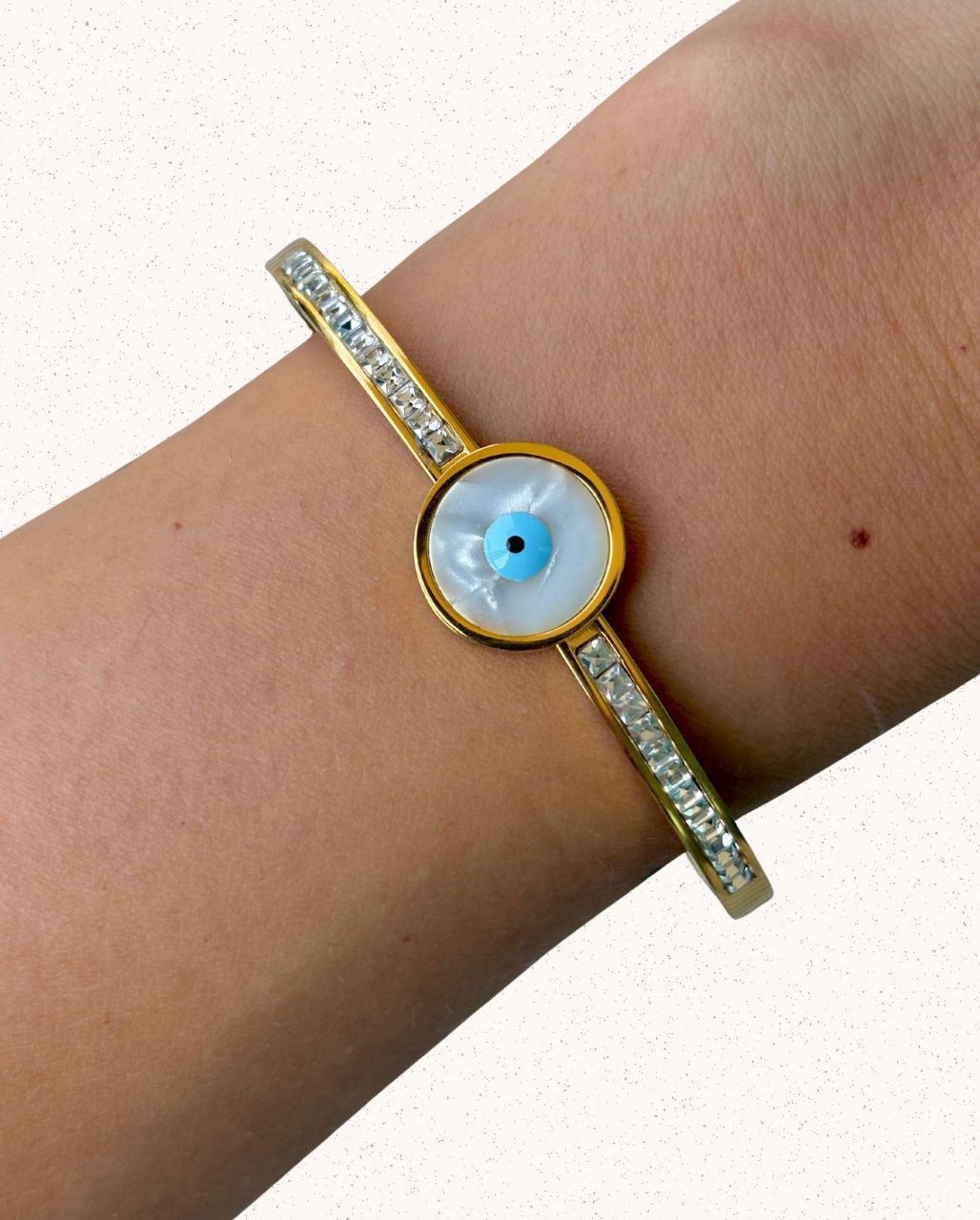Selene Bangle – Mother of Pearl with Evil Eye