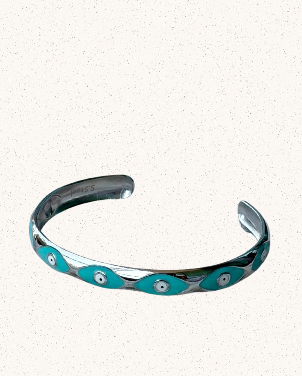 Isola Bangle – Silver with Evil Eye