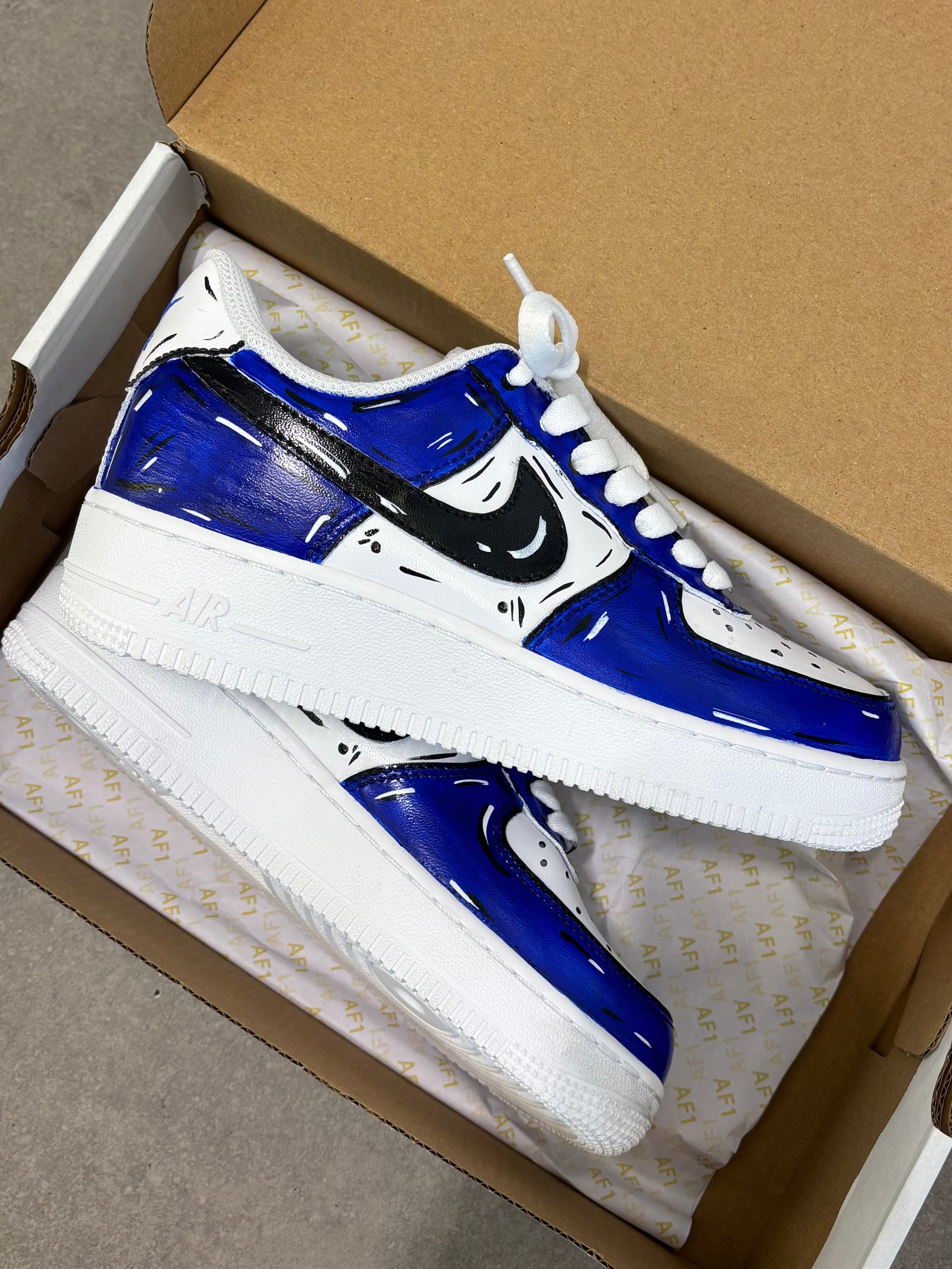 Nike Air Force Custom Blue Custom Air Force 1s With Light Blue And Navy 3D Nike Swoosh