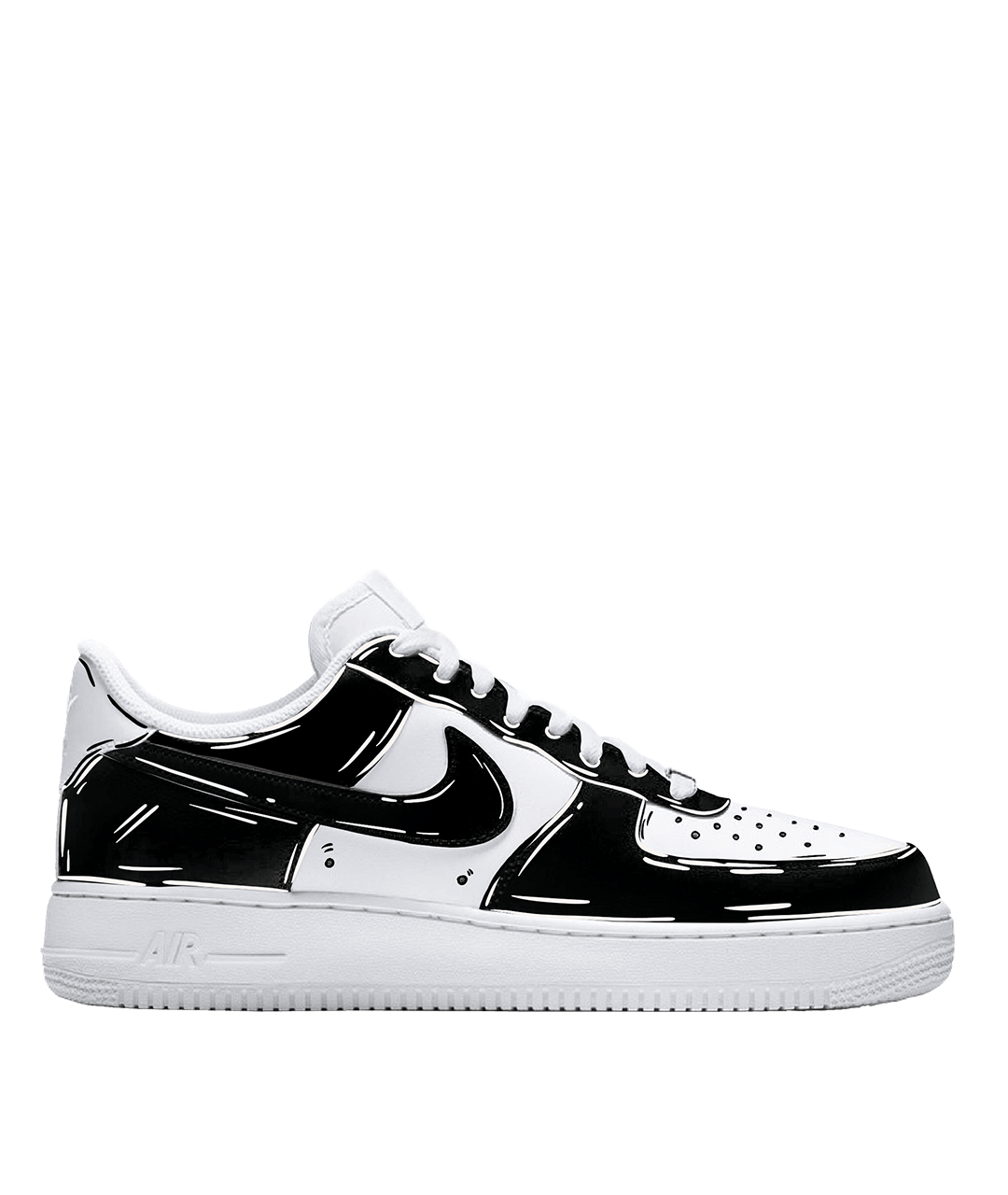 NIKE AIR FORCE CUSTOM CARTOON WHITE BLACK – Happy Kid Customs