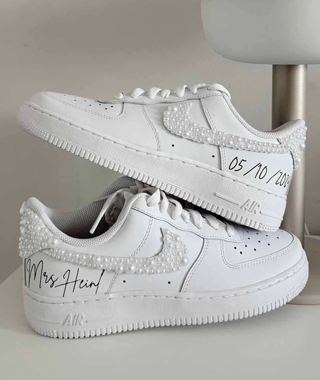 NIKE AIR FORCE 1 CUSTOM BRIDAL SIGN PEARLS