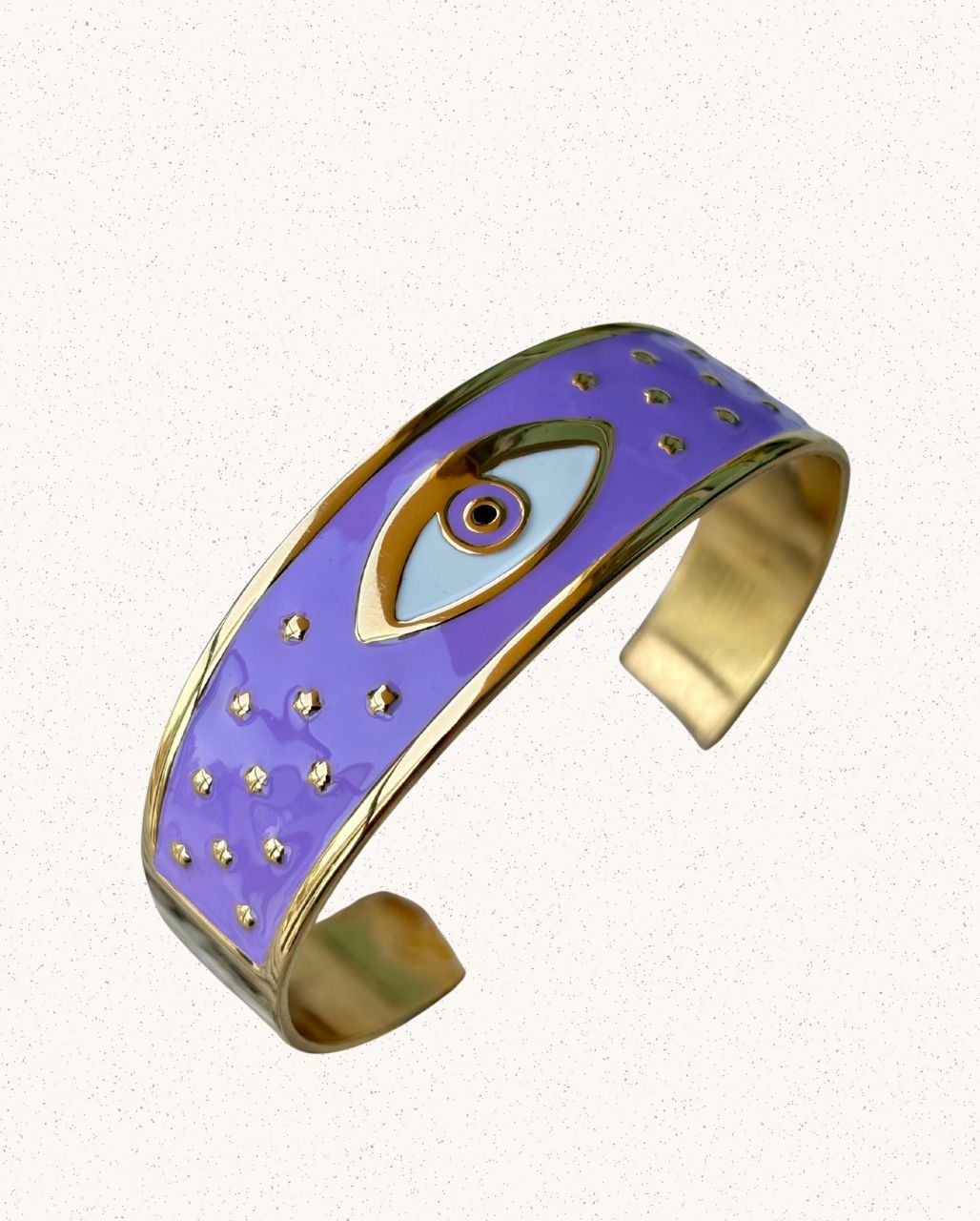 Amara Bangle – Gold with Purple Evil Eye