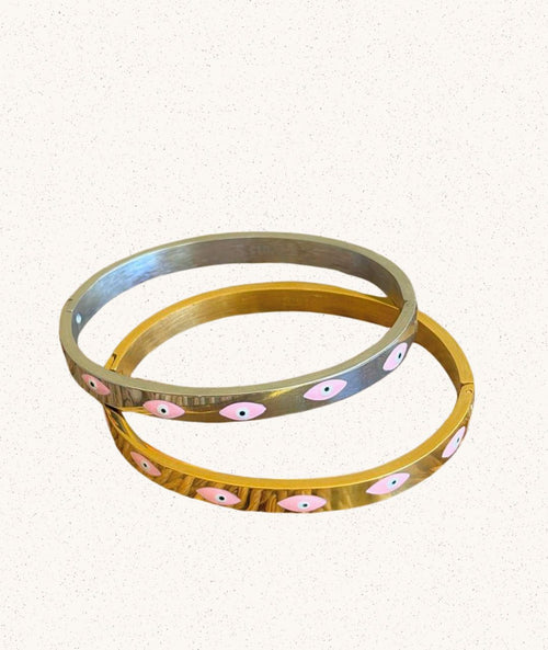 Luna Bracelet – with Pink Evil Eyes