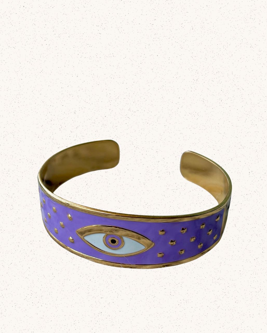 Amara Bangle – Gold with Purple Evil Eye