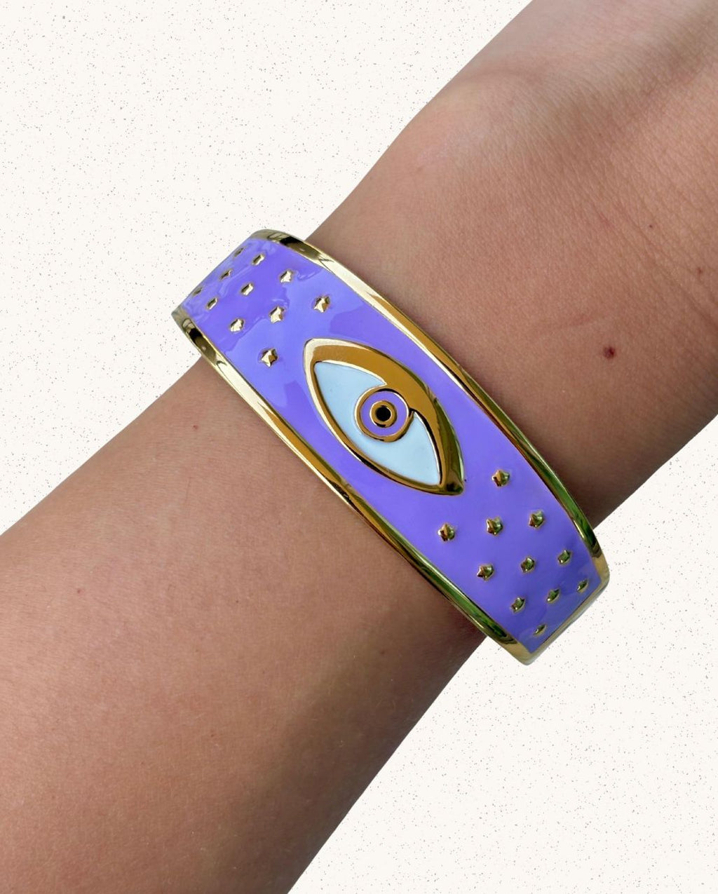 Amara Bangle – Gold with Purple Evil Eye