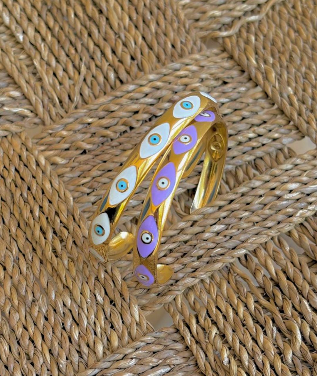 Isola Bangle – Gold with Evil Eye