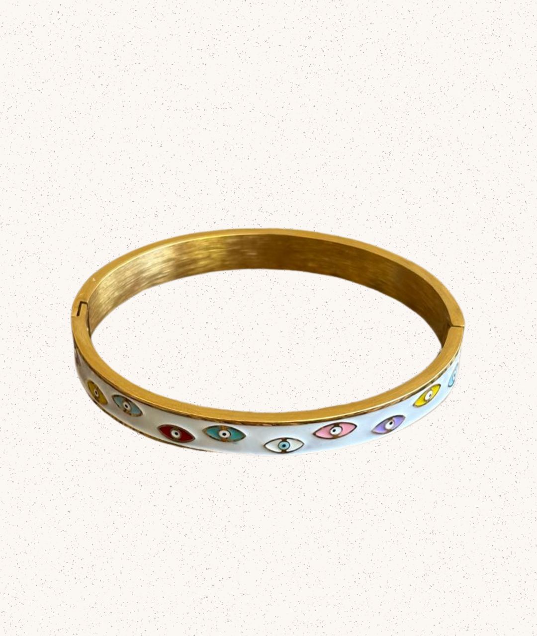Petra Bracelet – White with Multicolor Evil Eyes