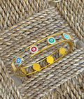 Iris Bracelet – Gold with Multicolor Evil Eyes