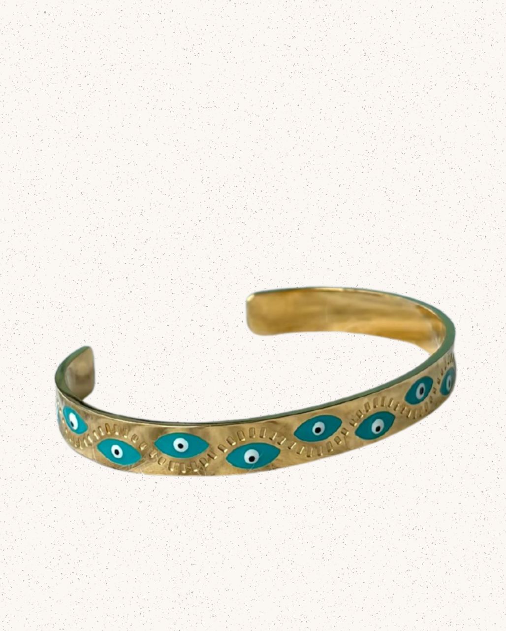 Raya Bangle – Gold with Blue Evil Eyes