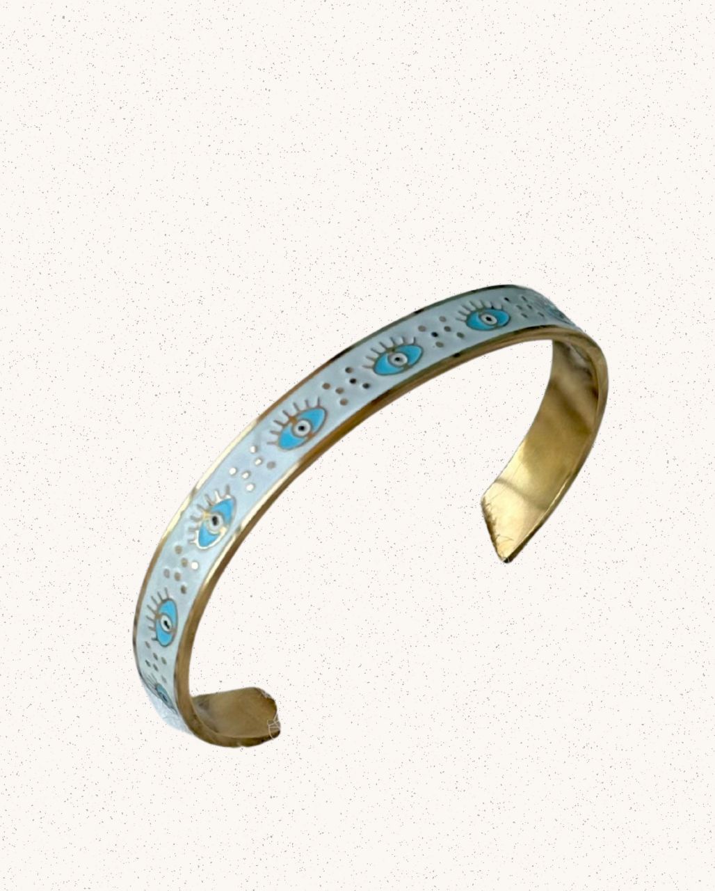 Zia Bangle – White with Blue Eyes