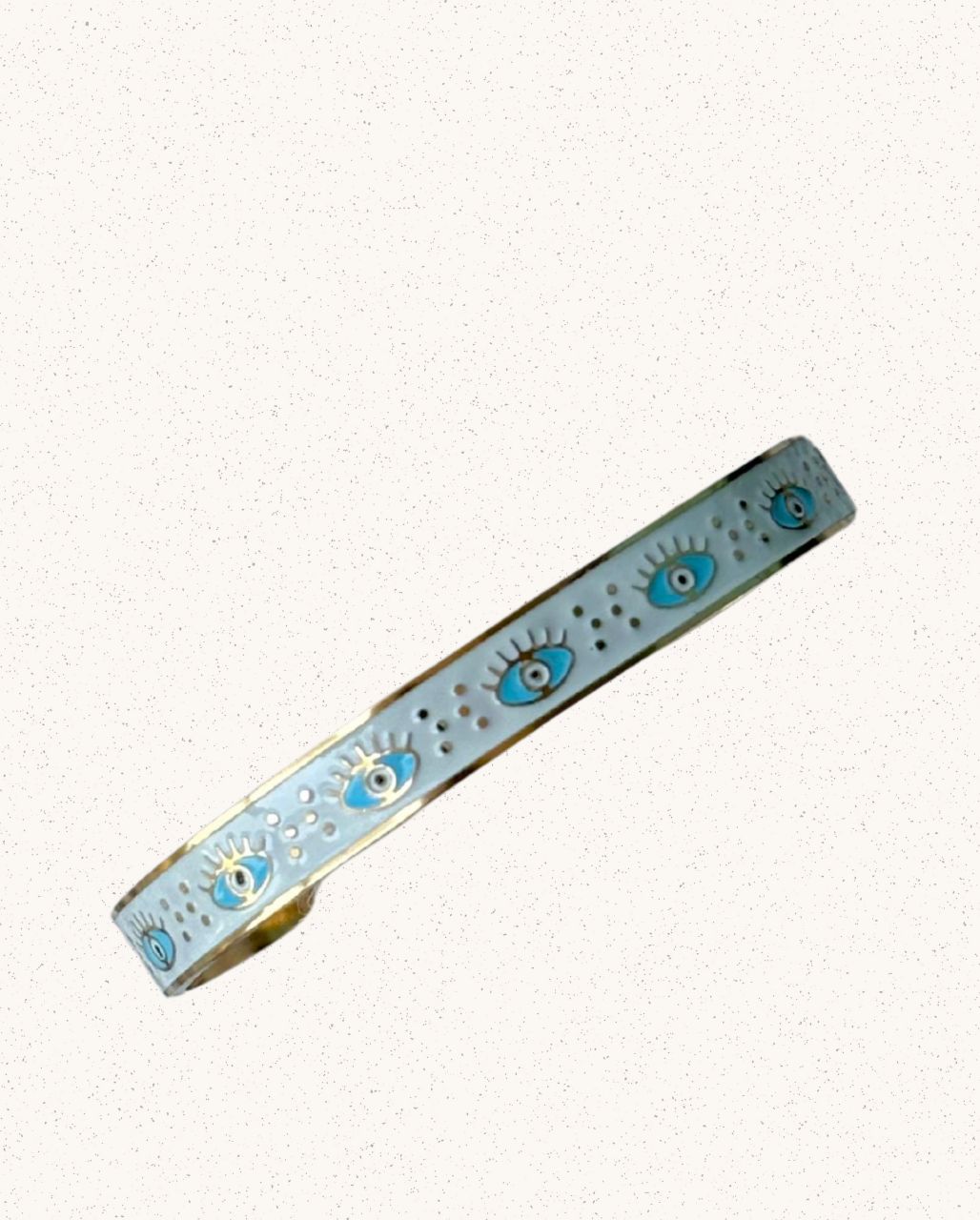 Zia Bangle – White with Blue Eyes