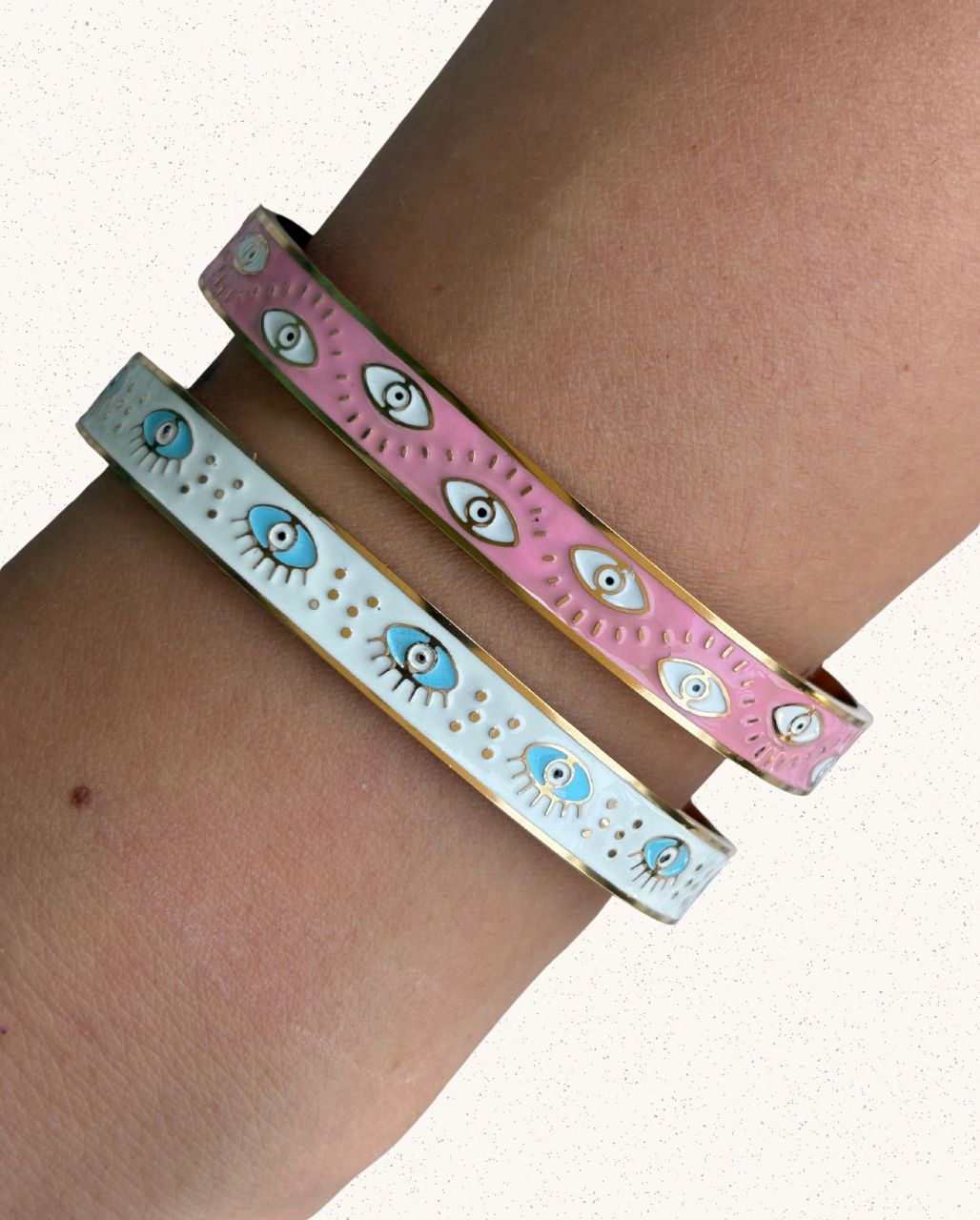 Zia Bangle – White with Blue Eyes