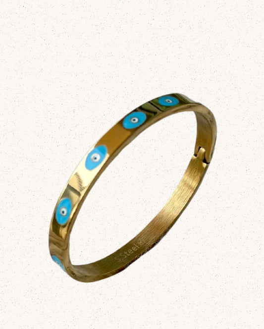 Skye Bracelet – Gold with Blue Evil Eyes
