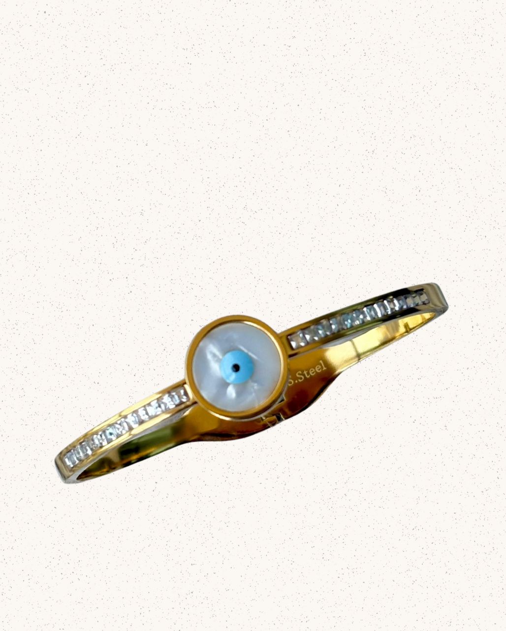 Selene Bangle – Mother of Pearl with Evil Eye