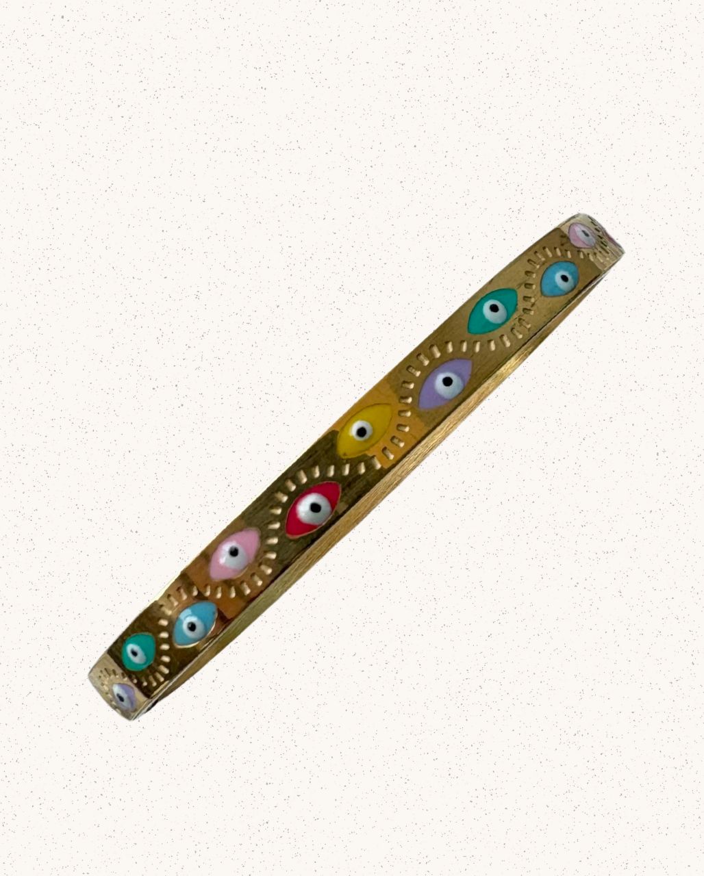 Mira Bracelet – Gold with Multicolored Evil Eyes