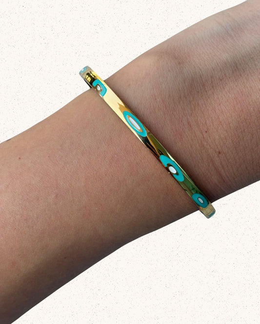 Sol Bangle – Gold with Blue & White