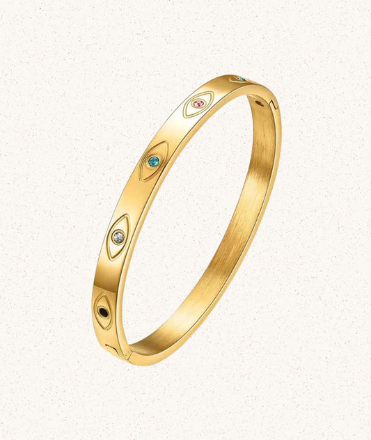 Solis Bracelet – Gold with Evil Eyes