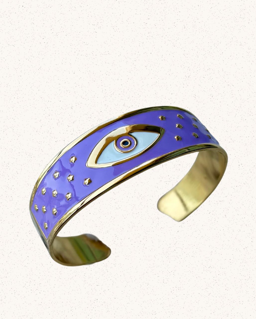 Amara Bangle – Gold with Purple Evil Eye