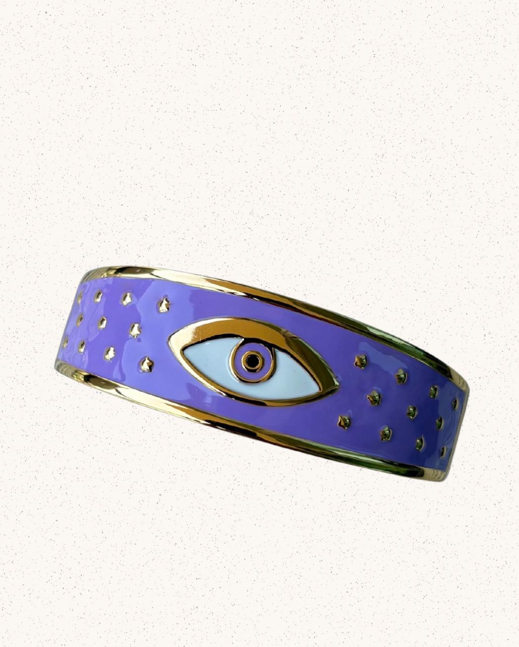 Amara Bangle – Gold with Purple Evil Eye