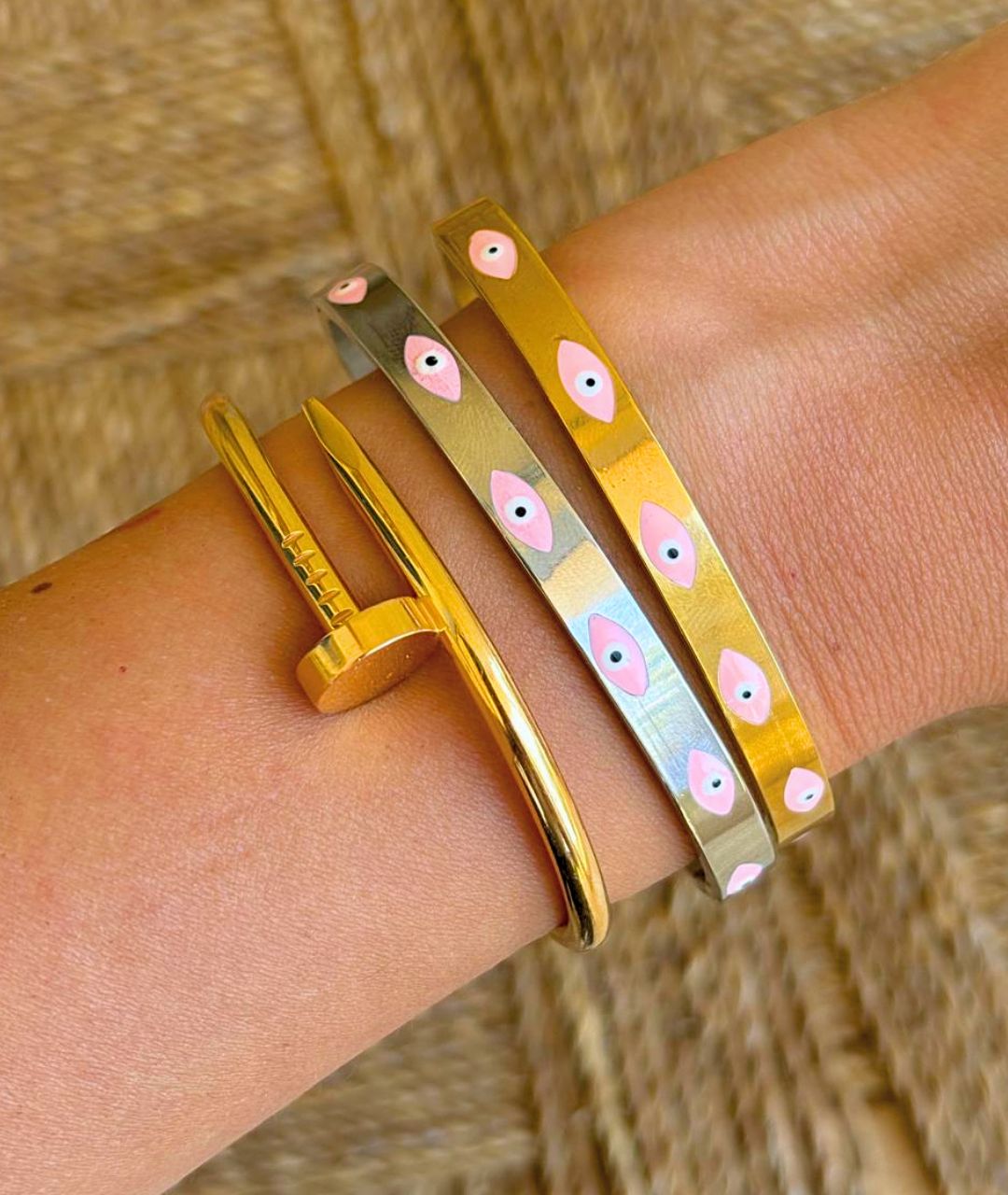 Luna Bracelet – with Pink Evil Eyes