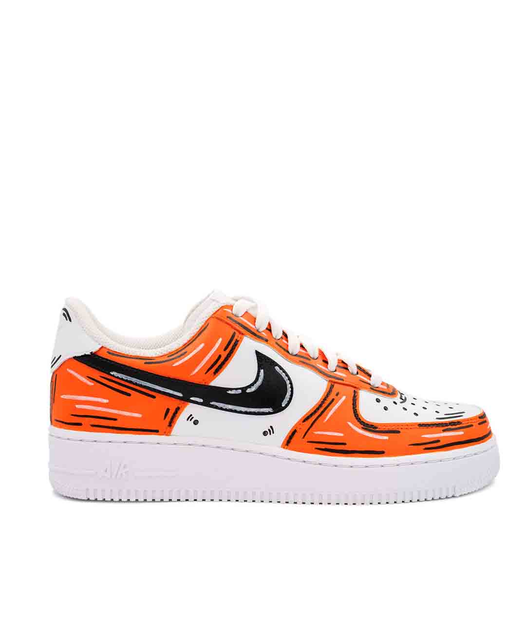 NIKE AIR FORCE 1 CUSTOM CARTOON WHITE ORANGE