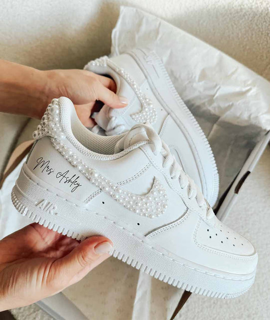 NIKE AIR FORCE 1 CUSTOM BRIDAL PEARLS