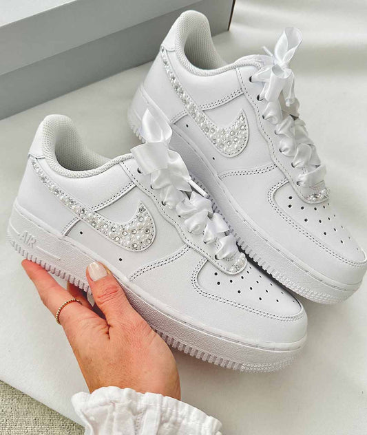 NIKE AIR FORCE CUSTOM BRIDAL PEARLS AND RHINESTONES (2)