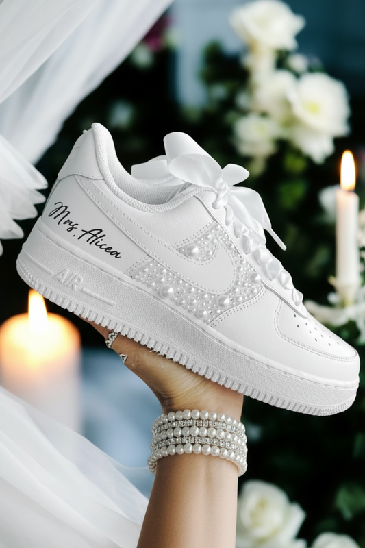 NIKE AIR FORCE BRIDAL HALF PEARLS