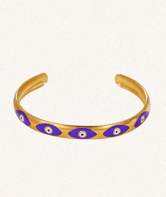 Isola Bangle – Gold with Evil Eye