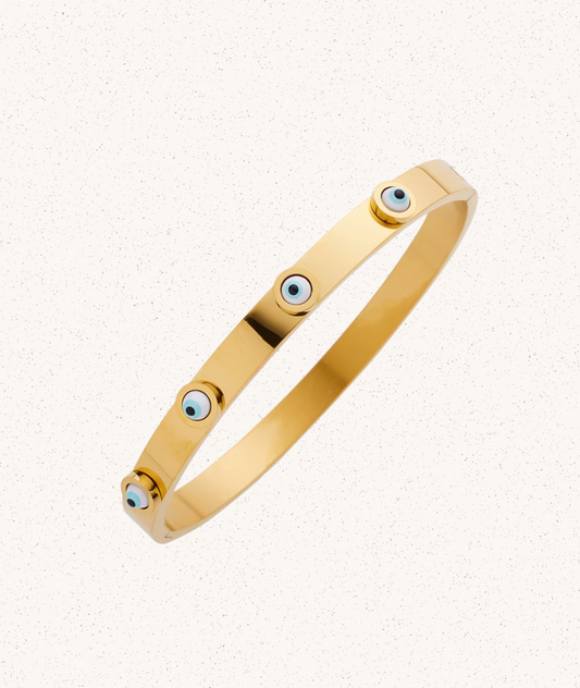 Aura Bracelet – Gold with Evil Eyes