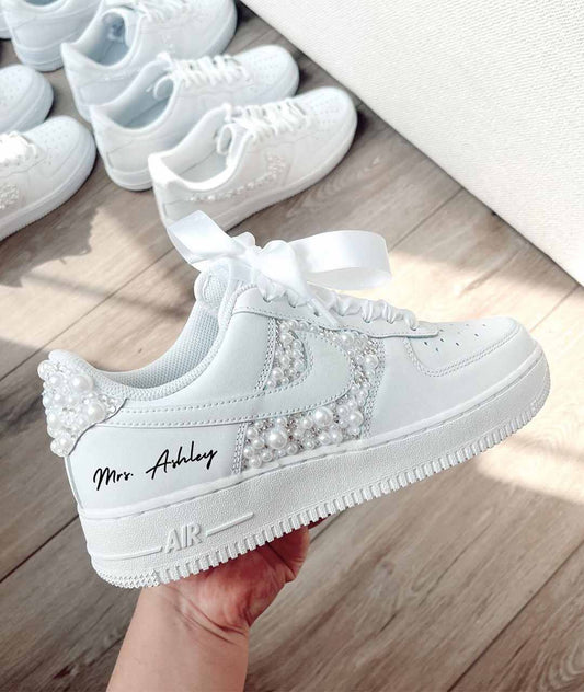 NIKE AIR FORCE CUSTOM BRIDAL PEARLS AND RHINESTONES (3)