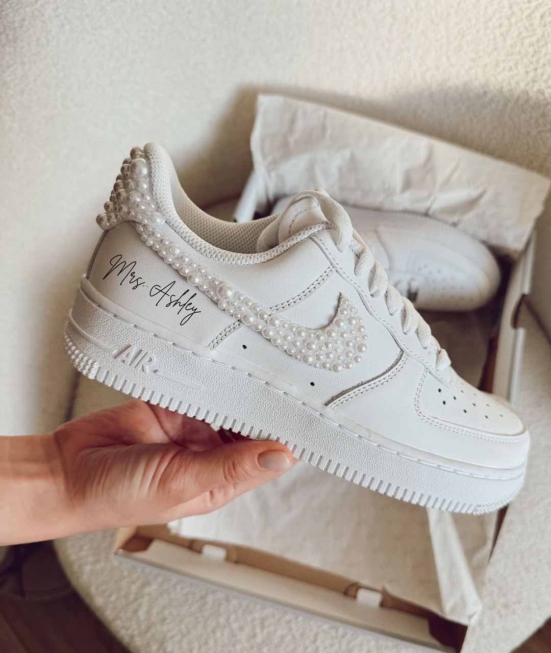 NIKE AIR FORCE 1 CUSTOM BRIDAL PEARLS